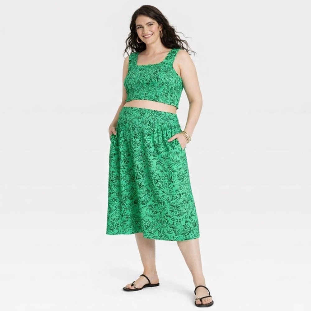 Isabel Maternity by Ingrid & Isabel Green Floral Midi Skirt